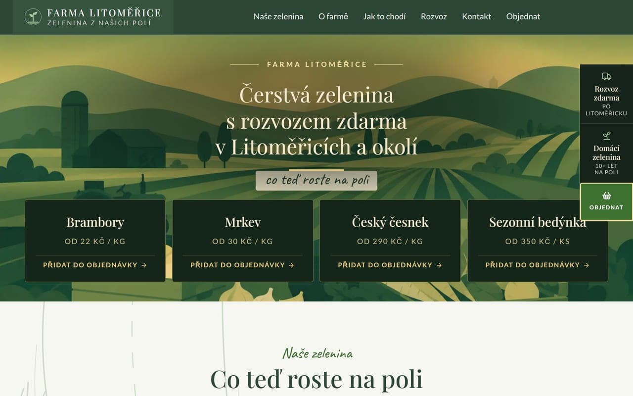 Náhľad webu Farma Litoměřice na počítači