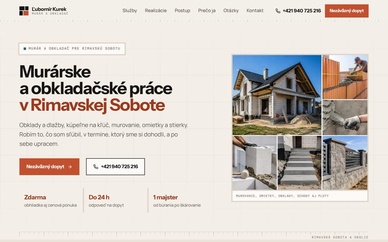 Náhľad webu Ľubomír Kurek na počítači