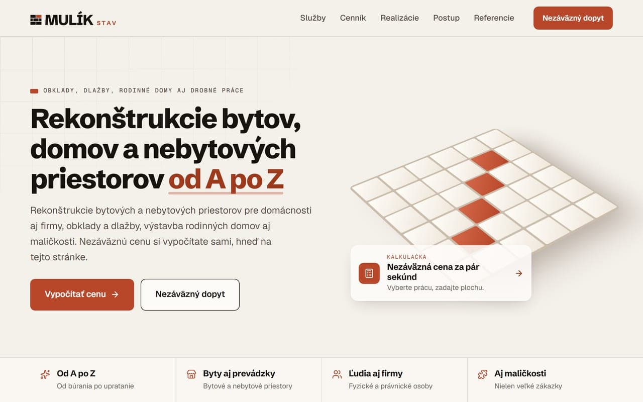 Náhľad webu Mulík Stav na počítači
