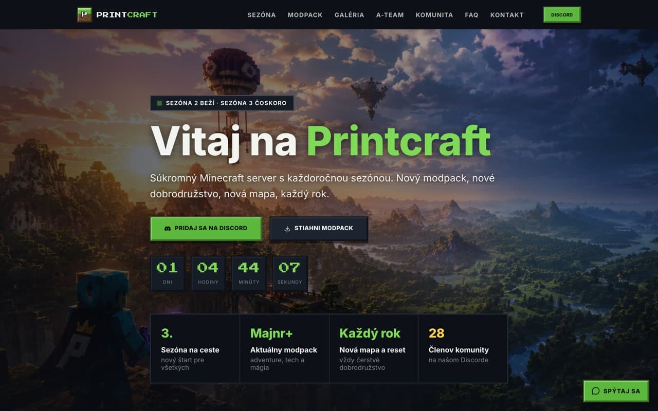 Náhľad webu Printcraft na počítači
